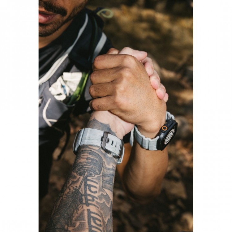 NOMAD Rocky Limited Edition Point Sport Band FKM rubber Strap ΑΔΙΑΒΡΟΧΟ για Apple Watch SERIES 4,5,6,SE,8,9 & ULTRA 1/2/3, APPLE watch Series 10 - 42/44/45/46/49mm - Sierra Stone / ΑΣΗΜΙ - NM009872858