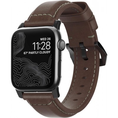 Nomad Horween Δερμάτινο Strap Traditional για Apple Watch SERIES - 38/40/41mm - ΚΑΦΕ ΜΑΥΡΟ - NM1A3RBT00