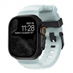 NOMAD Rocky Limited Edition Point Sport Band FKM rubber Strap ΑΔΙΑΒΡΟΧΟ για Apple Watch SERIES 4,5,6,SE,8,9 & ULTRA 1/2, APPLE watch Series 10 - 42/44/45/46/49mm - Icy ΜΠΛΕ Glow / ΜΑΥΡΟ - NM014445858