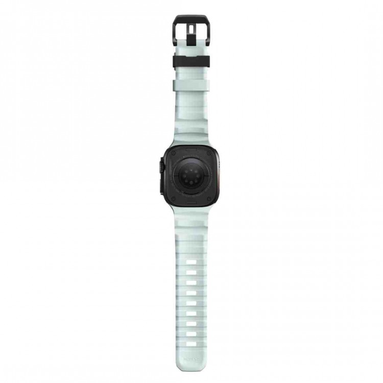 NOMAD Rocky Limited Edition Point Sport Band FKM rubber Strap ΑΔΙΑΒΡΟΧΟ για Apple Watch SERIES 4,5,6,SE,8,9 & ULTRA 1/2, APPLE watch Series 10 - 42/44/45/46/49mm - Icy ΜΠΛΕ Glow / ΜΑΥΡΟ - NM014445858
