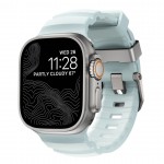 NOMAD Rocky Limited Edition Point Sport Band FKM rubber Strap ΑΔΙΑΒΡΟΧΟ για Apple Watch SERIES 4,5,6,SE,8,9 & ULTRA 1/2, APPLE watch Series 10 - 42/44/45/46/49mm - Icy ΜΠΛΕ Glow / ΑΣΗΜΙ - NM014452858
