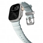 NOMAD Rocky Limited Edition Point Sport Band FKM rubber Strap ΑΔΙΑΒΡΟΧΟ για Apple Watch SERIES 4,5,6,SE,8,9 & ULTRA 1/2, APPLE watch Series 10 - 42/44/45/46/49mm - Icy ΜΠΛΕ Glow / ΑΣΗΜΙ - NM014452858