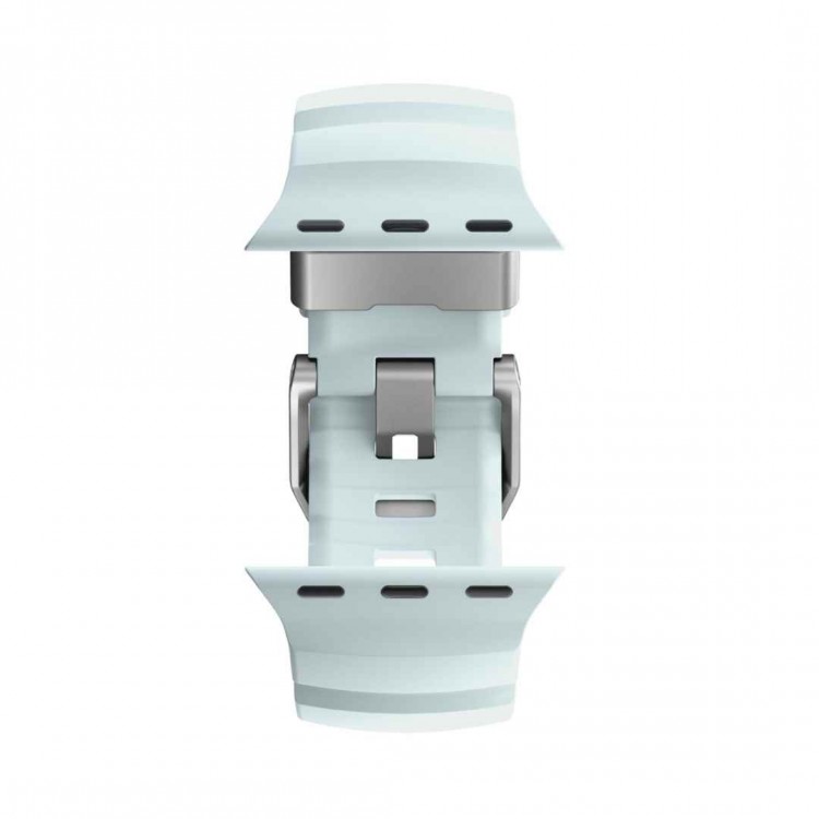 NOMAD Rocky Limited Edition Point Sport Band FKM rubber Strap ΑΔΙΑΒΡΟΧΟ για Apple Watch SERIES 4,5,6,SE,8,9 & ULTRA 1/2, APPLE watch Series 10 - 42/44/45/46/49mm - Icy ΜΠΛΕ Glow / ΑΣΗΜΙ - NM014452858