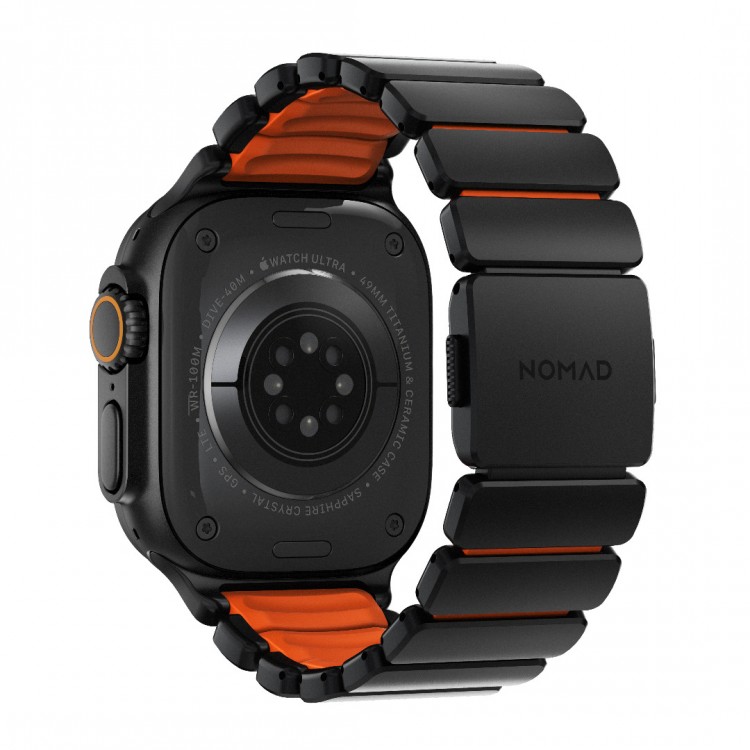 Nomad Stratos Titanium Grade 4 BAND FKM Μπρασελέ Μεταλλικό για Apple Watch SERIES - 42/44/45/46/49mm ULTRA 1/2/3 - ΜΑΥΡΟ ΤΙΤΑΝΙΟ / Ultra ΠΟΡΤΟΚΑΛΙ - NM011116858 