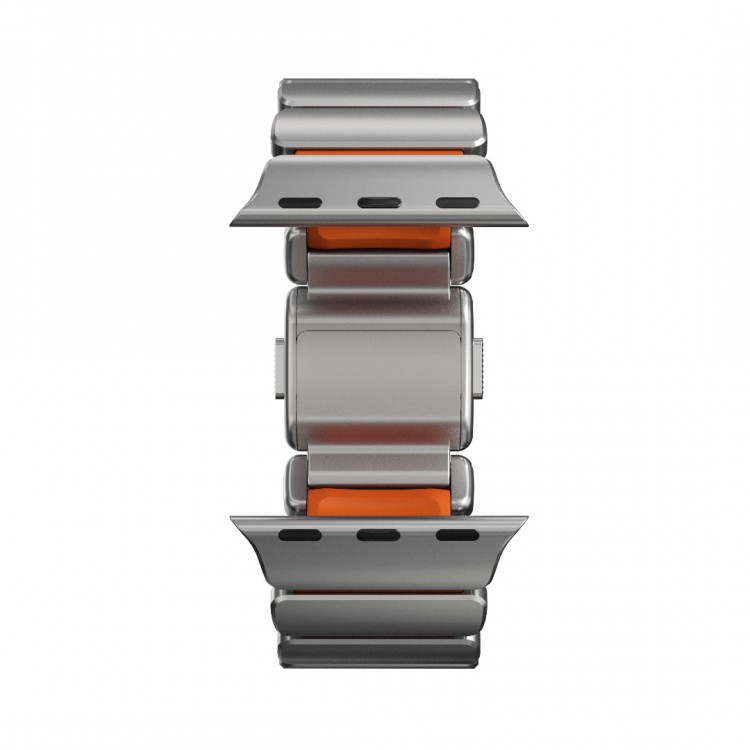 Nomad Stratos Titanium Grade 4 BAND FKM Μπρασελέ Μεταλλικό για Apple Watch SERIES - 42/44/45/46/49mm ULTRA 1/2/3 - Natural ΤΙΤΑΝΙΟ / Ultra ΠΟΡΤΟΚΑΛΙ - NM011123858 