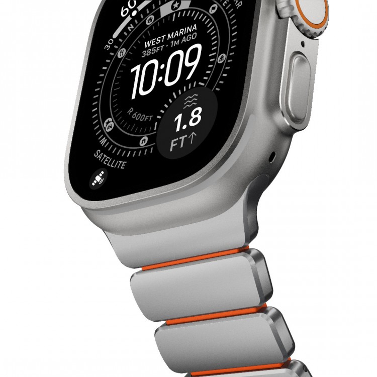 Nomad Stratos Titanium Grade 4 BAND FKM Μπρασελέ Μεταλλικό για Apple Watch SERIES - 42/44/45/46/49mm ULTRA 1/2/3 - Natural ΤΙΤΑΝΙΟ / Ultra ΠΟΡΤΟΚΑΛΙ - NM011123858 