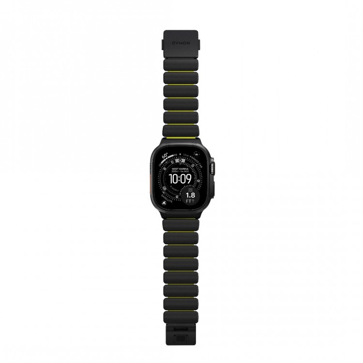 Nomad Stratos Titanium Grade 4 BAND FKM Μπρασελέ Μεταλλικό για Apple Watch SERIES - 42/44/45/46/49mm ULTRA 1/2/3 - ΜΑΥΡΟ ΤΙΤΑΝΙΟ / Volt LIME - NM011130858