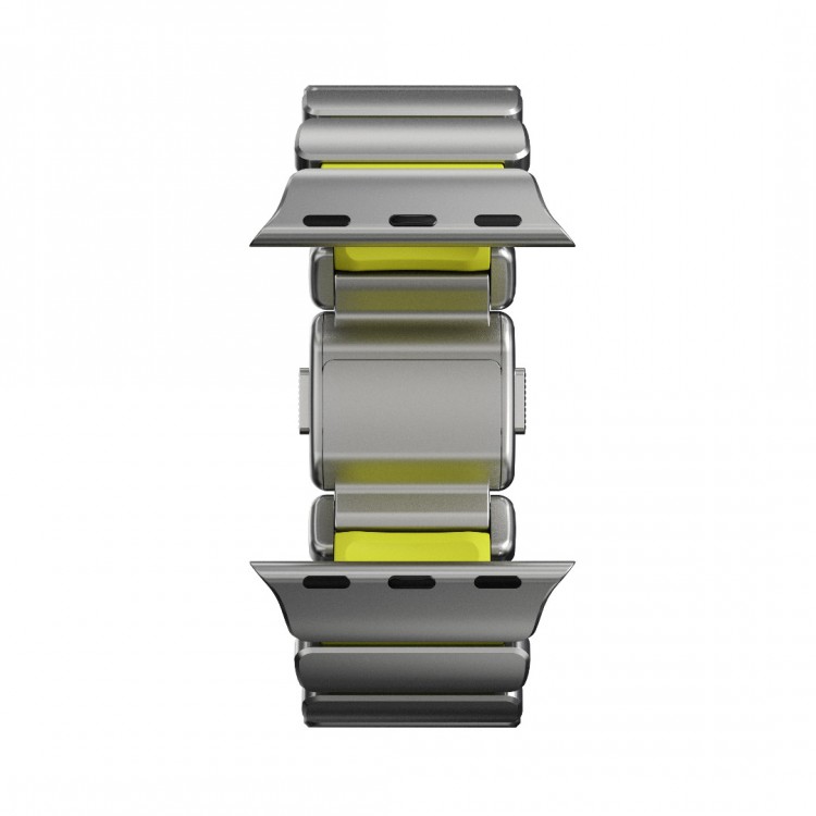 Nomad Stratos Titanium Grade 4 BAND FKM Μπρασελέ Μεταλλικό για Apple Watch SERIES - 42/44/45/46/49mm ULTRA 1/2/3 - Natural ΤΙΤΑΝΙΟ / Volt LIME ΠΡΑΣΙΝΟ - NM011147858