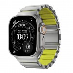 Nomad Stratos Titanium Grade 4 BAND FKM Μπρασελέ Μεταλλικό για Apple Watch SERIES - 42/44/45/46/49mm ULTRA 1/2/3 - Natural ΤΙΤΑΝΙΟ / Volt LIME ΠΡΑΣΙΝΟ - NM011147858