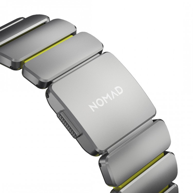 Nomad Stratos Titanium Grade 4 BAND FKM Μπρασελέ Μεταλλικό για Apple Watch SERIES - 42/44/45/46/49mm ULTRA 1/2/3 - Natural ΤΙΤΑΝΙΟ / Volt LIME ΠΡΑΣΙΝΟ - NM011147858