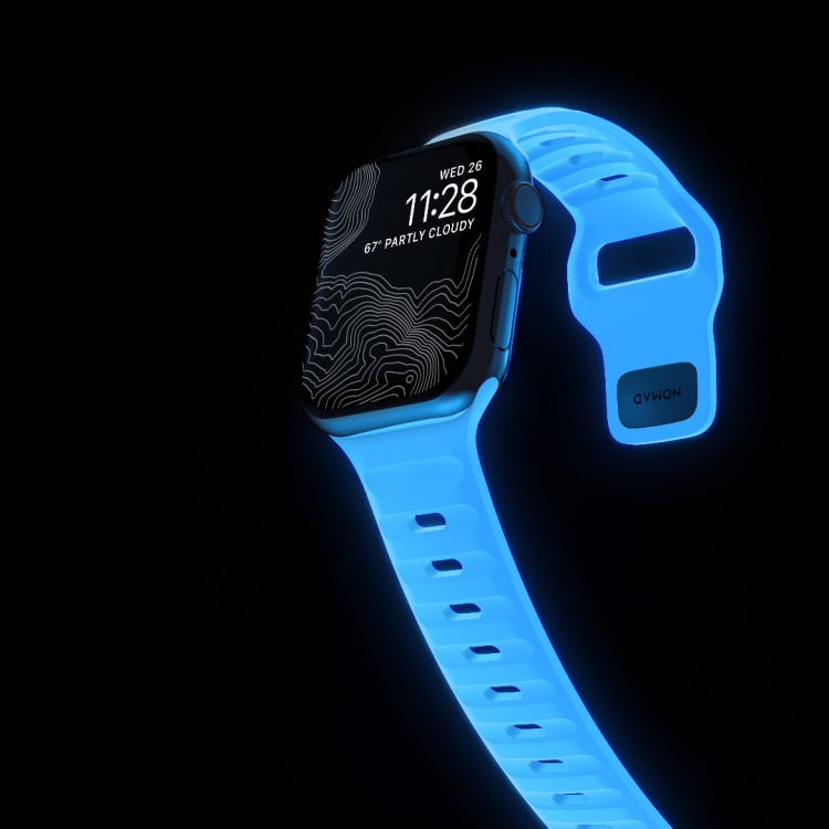 NOMAD Sport Strap V2 LSR Waterproof silicone M/L για Apple Watch 7,8,9 (41mm), Apple Watch 10 (42mm), 6/SE/5/4 (40mm) & Series 3/2/1 (38mm) - Naval BLUE - NM01122685