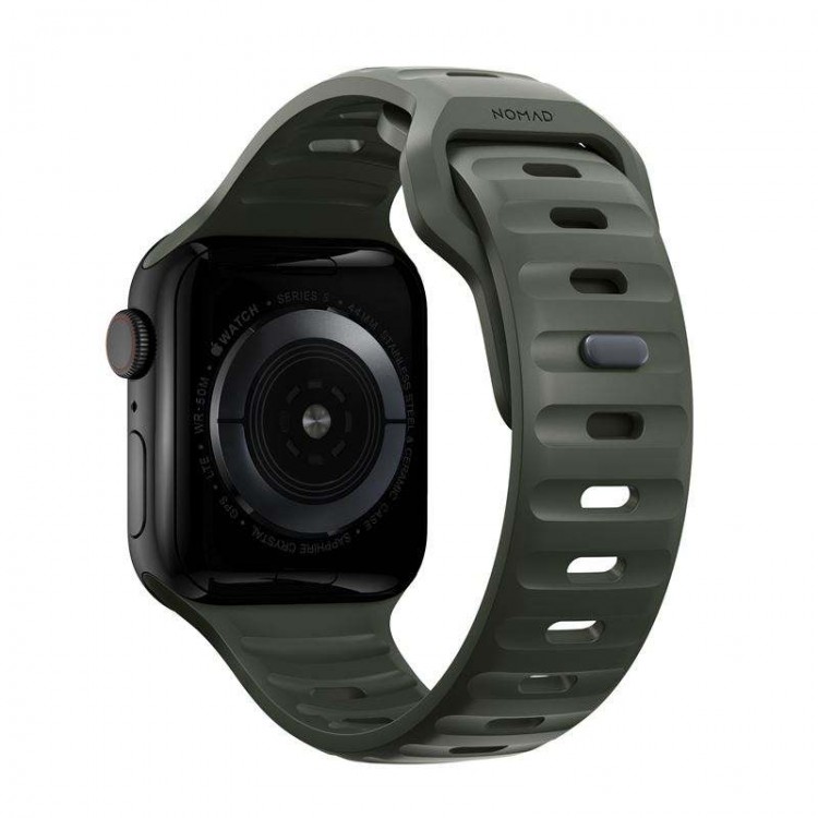 NOMAD Sport Strap V2 LSR Waterproof silicone M/L για Apple Watch 7 (45mm), 6/SE/5/4 (44mm) & Series 3/2/1 (42mm) - ASH ΠΡΑΣΙΝΟ - NM01132585 