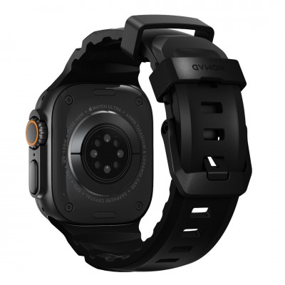 NOMAD Rocky Point Sport Band FKM rubber Strap ΑΔΙΑΒΡΟΧΟ για Apple Watch all SERIES & ULTRA 1/2/3, APPLE watch Series 10/11 - 42/44/45/46/49mm - CARBON ΜΑΥΡΟ / ΜΑΥΡΟ - NM011697858