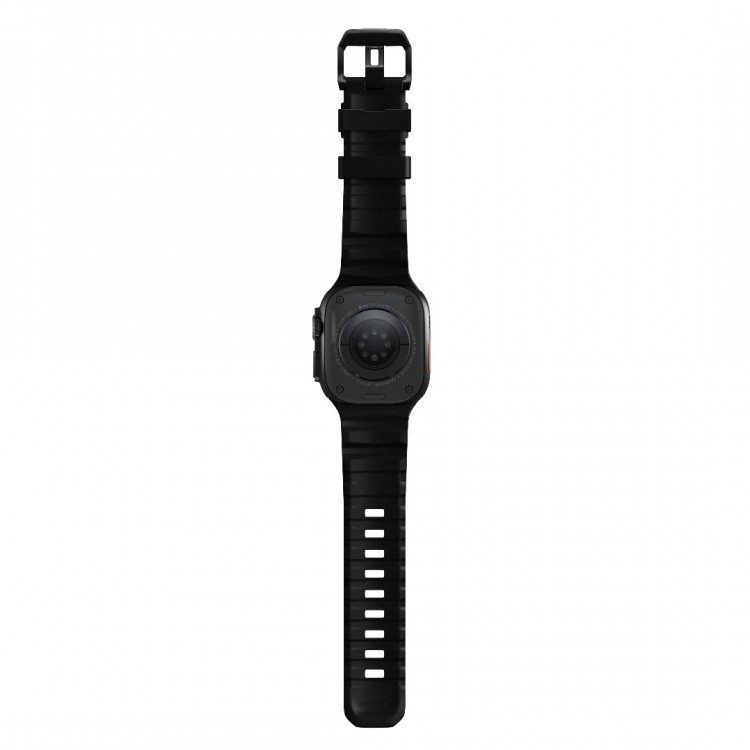 NOMAD Rocky Point Sport Band FKM rubber Strap ΑΔΙΑΒΡΟΧΟ για Apple Watch all SERIES & ULTRA 1/2/3, APPLE watch Series 10/11 - 42/44/45/46/49mm - CARBON ΜΑΥΡΟ / ΜΑΥΡΟ - NM011697858