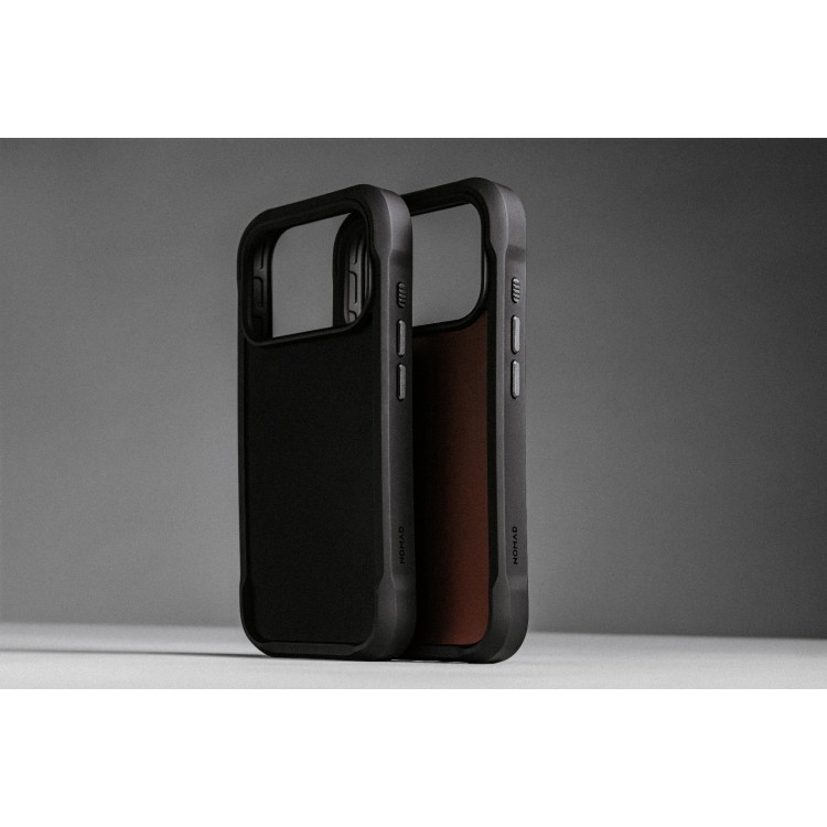 NOMAD θήκη Rugged ΔΕΡΜΑΤΙΝΗ Horween MagSafe με Πολυκαρβονικό πλαίσιο για Apple iPhone 17 Pro 6.3 2025 - Rustic ΚΑΦΕ - NM011819858