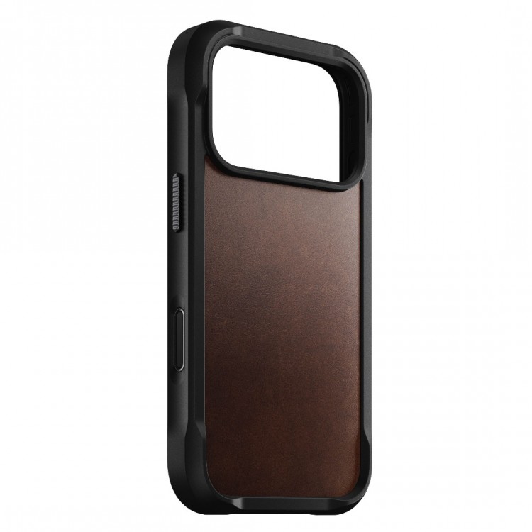 NOMAD θήκη Rugged ΔΕΡΜΑΤΙΝΗ Horween MagSafe με Πολυκαρβονικό πλαίσιο για Apple iPhone 17 Pro 6.3 2025 - Rustic ΚΑΦΕ - NM011819858