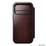 NOMAD θήκη Πορτοφόλι δερμάτινη Modern Folio Horween Rugged rustic MagSafe για Apple iPhone 17 PRO 6.3 2025 - Burgundy ΚΑΦΕ - NM011833858