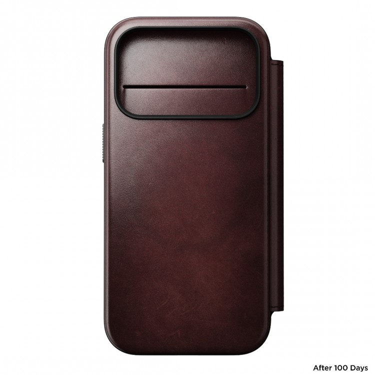 NOMAD θήκη Πορτοφόλι δερμάτινη Modern Folio Horween Rugged rustic MagSafe για Apple iPhone 17 PRO 6.3 2025 - Burgundy ΚΑΦΕ - NM011833858