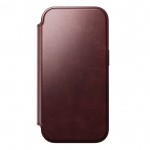 NOMAD θήκη Πορτοφόλι δερμάτινη Modern Folio Horween Rugged rustic MagSafe για Apple iPhone 17 PRO 6.3 2025 - Burgundy ΚΑΦΕ - NM011833858
