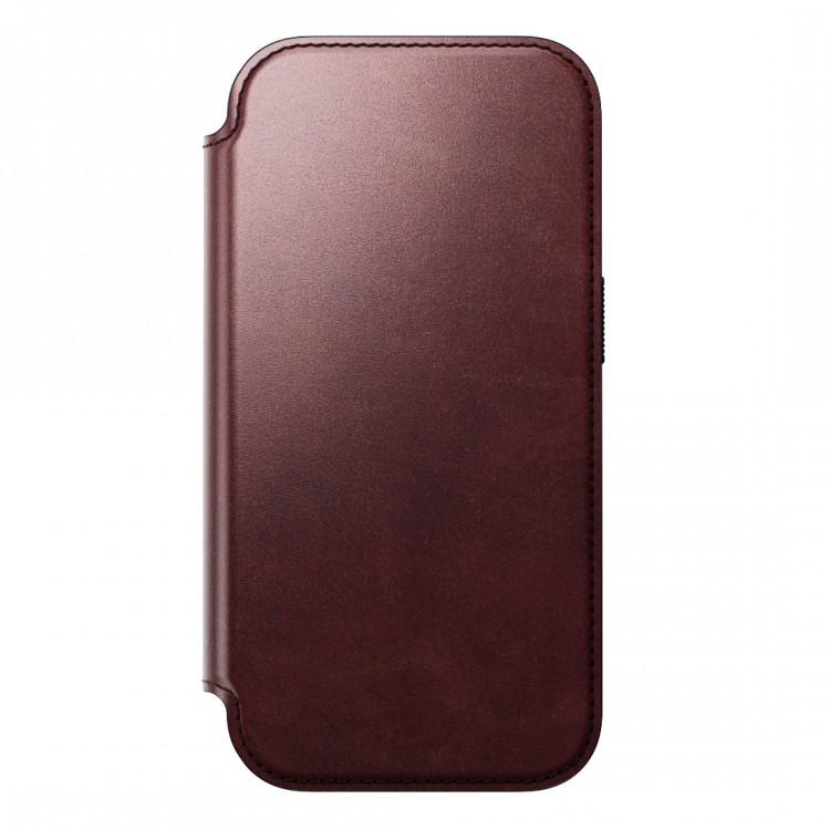 NOMAD θήκη Πορτοφόλι δερμάτινη Modern Folio Horween Rugged rustic MagSafe για Apple iPhone 17 PRO 6.3 2025 - Burgundy ΚΑΦΕ - NM011833858