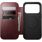 NOMAD θήκη Πορτοφόλι δερμάτινη Modern Folio Horween Rugged rustic MagSafe για Apple iPhone 17 PRO 6.3 2025 - Burgundy ΚΑΦΕ - NM011833858