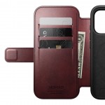 NOMAD θήκη Πορτοφόλι δερμάτινη Modern Folio Horween Rugged rustic MagSafe για Apple iPhone 17 PRO 6.3 2025 - Burgundy ΚΑΦΕ - NM011833858