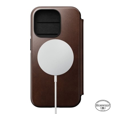 NOMAD Leather Folio Case Rugged rustic MagSafe for Apple iPhone 14 PRO MAX 6.7 2022 - Brown - NM01233985
