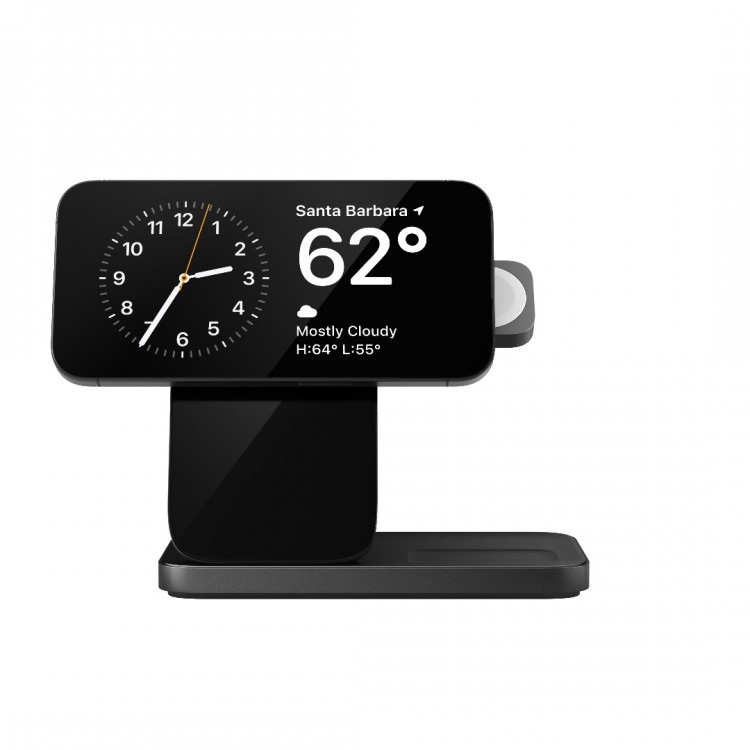 Nomad Base Stand ONE Max MagSafe 15W Ασύρματη Βάση Qi Φόρτισης 3 σε 1, για SmartPhones,AirPods και Apple Watch - carbide ΜΑΥΡΟ - NM01331285