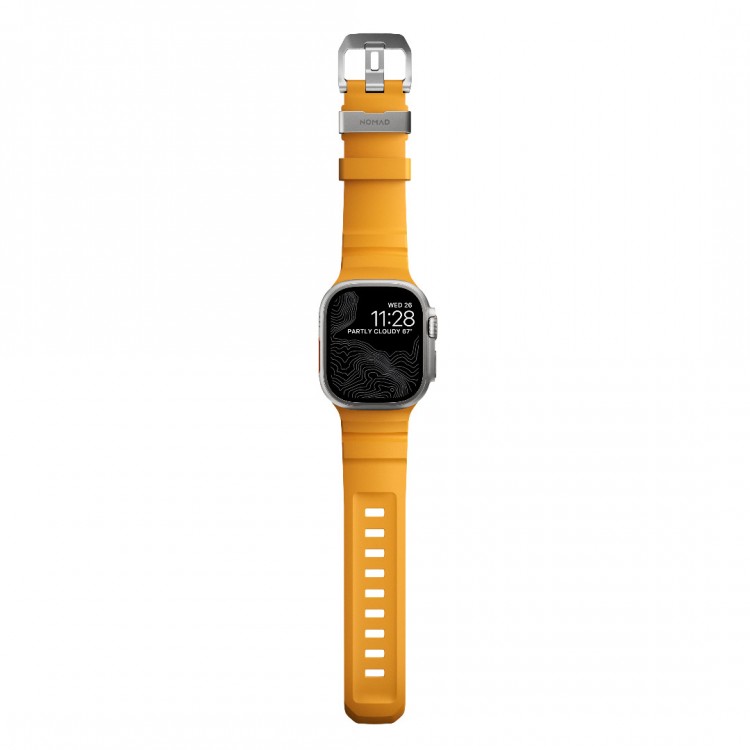 NOMAD Rocky Point Sport Band FKM rubber Strap ΑΔΙΑΒΡΟΧΟ για Apple Watch SERIES 4,5,6,SE,8,9 & ULTRA - 42mm-44mm-45mm-49mm - Sol ΚΙΤΡΙΝΟ - NM013602858