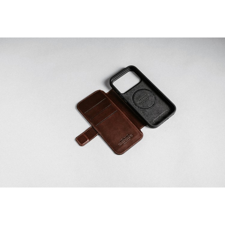 NOMAD θήκη Πορτοφόλι δερμάτινη Horween Modern Folio Rugged rustic MagSafe για Apple iPhone 17 PRO MAX 6.9 2025 - ΚΑΦΕ - NM014100858