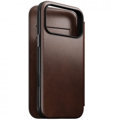 NOMAD θήκη Πορτοφόλι δερμάτινη Horween Modern Folio Rugged rustic MagSafe για Apple iPhone 17 PRO MAX 6.9 2025 - ΚΑΦΕ - NM014100858