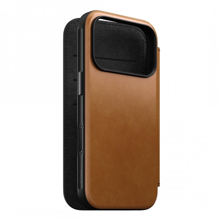 NOMAD θήκη Πορτοφόλι δερμάτινη Modern Folio Rugged rustic MagSafe για Apple iPhone 17 PRO 6.3 2025 - English Tan ΚΑΦΕ - NM014179858