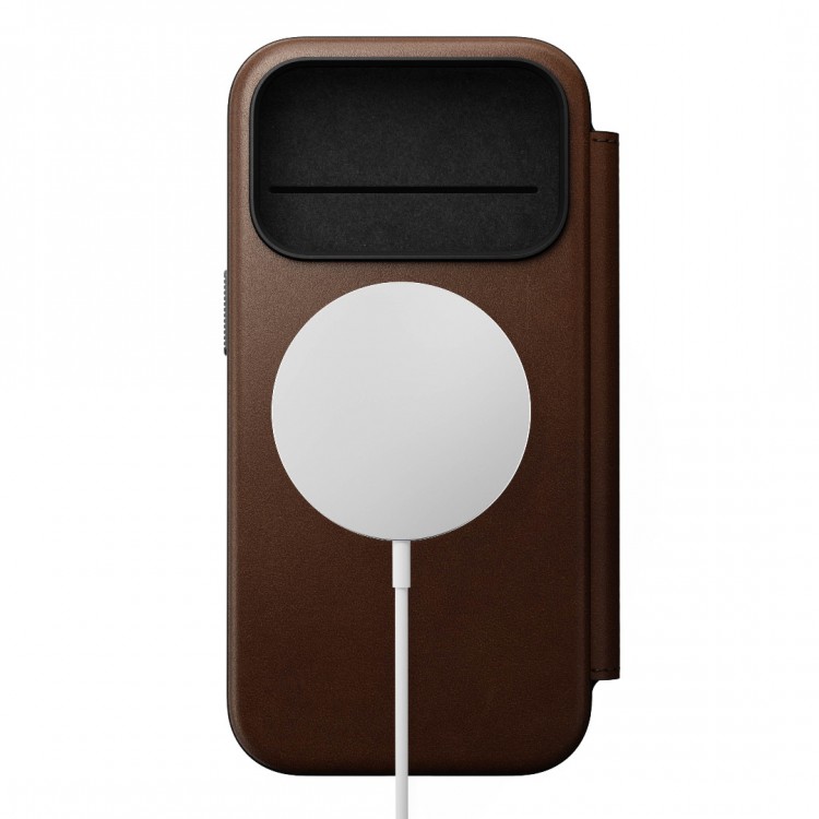 NOMAD θήκη Πορτοφόλι δερμάτινη Modern Folio Rugged rustic MagSafe για Apple iPhone 17 PRO 6.3 2025 - ΚΑΦΕ - NM014186858