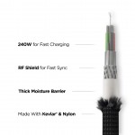 Nomad Kevlar καλώδιο 240W, USB-C σε USB-C, 0.3m - carbide - NM014933858