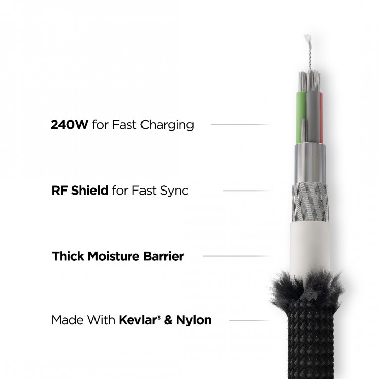 Nomad Kevlar καλώδιο 240W, USB-C σε USB-C, 0.3m - carbide - NM014933858