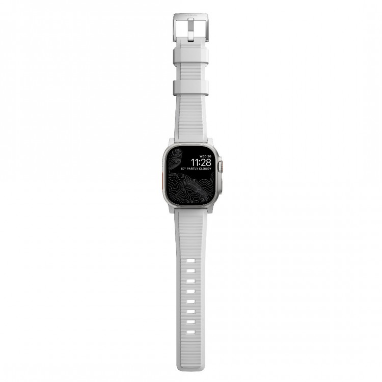 NOMAD Sport Rugged SE Strap Αδιάβροχο σιλικόνης για Apple Watch 1,2,3,4,5,6,SE,7,8,Ultra series - 42mm-44mm-45mm-49mm - ΛΕΥΚΟ ΑΣΗΜΙ - NM01572585