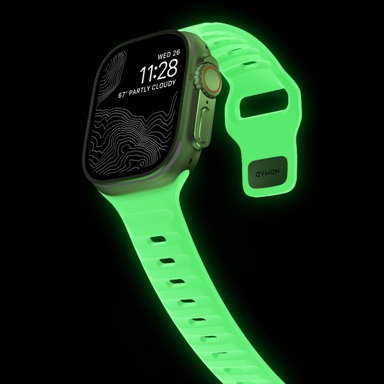 NOMAD Sport Strap SPECIAL EDITION V2 LSR Waterproof silicone M/L για Apple Watch Ultra 2/1(49mm), 9/8/7 (45mm)/6/SE/5/4 (44mm), /3/2/1 (42mm) - Glow 2.0 - NM01580085