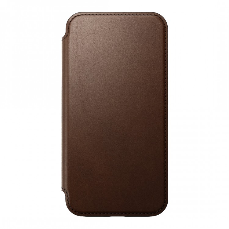 NOMAD θήκη Πορτοφόλι δερμάτινη Modern Folio Rugged rustic MagSafe για Apple iPhone 15 PRO 6.1 2023 - ΚΑΦΕ - NM01628385