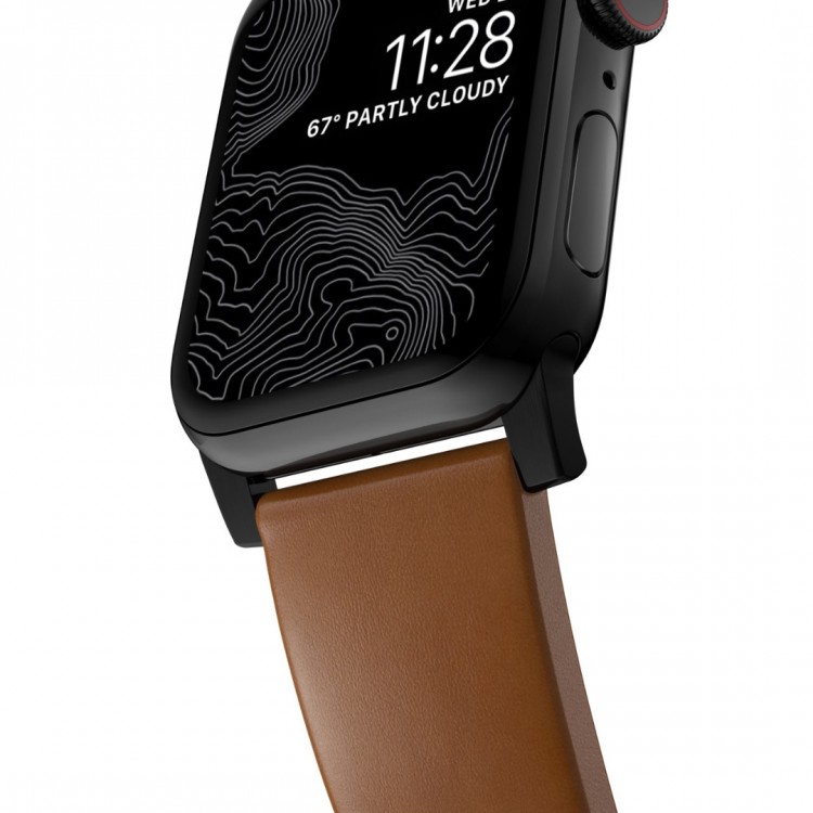 Nomad Δερμάτινο λουράκι Modern για Apple Watch SERIES , Apple Watch Ultra (49mm) 8/7 (45mm)/6/SE/5/4 (44mm)/3/2/1 (42mm) - english tan ΚΑΦΕ ΜΑΥΡΟ - NM01804185