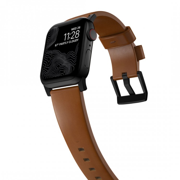 Nomad Δερμάτινο λουράκι Modern για Apple Watch SERIES , Apple Watch Ultra (49mm) 8/7 (45mm)/6/SE/5/4 (44mm)/3/2/1 (42mm) - english tan ΚΑΦΕ ΜΑΥΡΟ - NM01804185