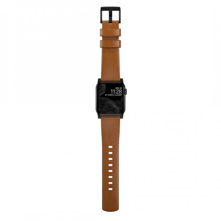 Nomad Δερμάτινο λουράκι Modern για Apple Watch SERIES , Apple Watch Ultra (49mm) 8/7 (45mm)/6/SE/5/4 (44mm)/3/2/1 (42mm) - english tan ΚΑΦΕ ΜΑΥΡΟ - NM01804185