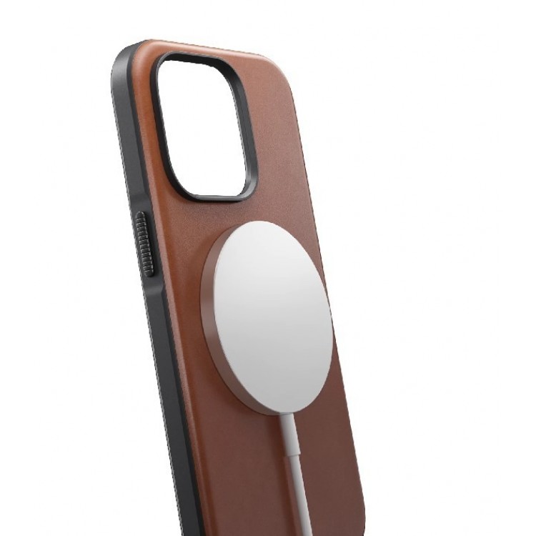 NOMAD θήκη δερμάτινη Rugged rustic MagSafe για Apple iPhone 14 Pro 6.1 2022 - ENGLISH TAN ΚΑΦΕ - NM01264385
