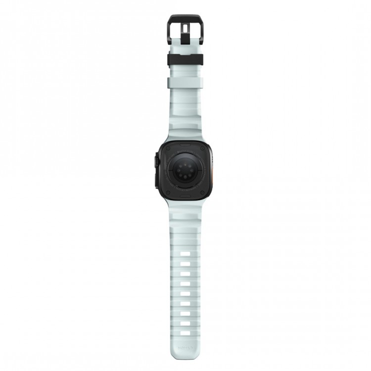 NOMAD Rocky Limited Edition Point Sport Band FKM rubber Strap ΑΔΙΑΒΡΟΧΟ για Apple Watch SERIES 4,5,6,SE,8,9 & ULTRA 1/2/3, APPLE watch Series 10 - 42/44/45/46/49mm - Icy ΜΠΛΕ Glow / ΜΑΥΡΟ - NM014445858