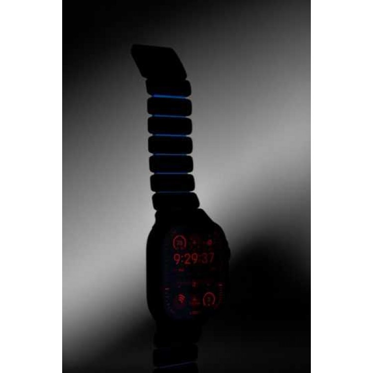 Nomad Stratos Titanium Grade 4 BAND FKM Μπρασελέ Μεταλλικό για Apple Watch SERIES - 42/44/45/46/49mm ULTRA 1/2/3 - ΜΑΥΡΟ ΤΙΤΑΝΙΟ / Icy ΜΠΛΕ Glow - NM009896858 