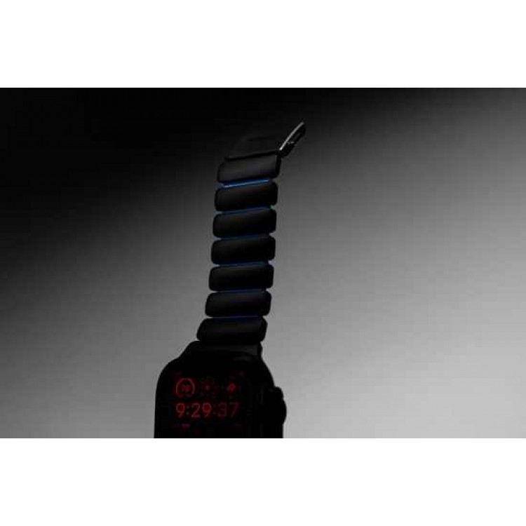 Nomad Stratos Titanium Grade 4 BAND FKM Μπρασελέ Μεταλλικό για Apple Watch SERIES - 42/44/45/46/49mm ULTRA 1/2/3 - ΜΑΥΡΟ ΤΙΤΑΝΙΟ / Icy ΜΠΛΕ Glow - NM009896858 