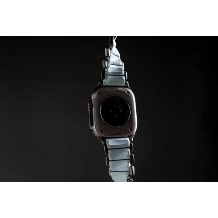 Nomad Stratos Titanium Grade 4 BAND FKM Μπρασελέ Μεταλλικό για Apple Watch SERIES - 42/44/45/46/49mm ULTRA 1/2/3 - Natural ΤΙΤΑΝΙΟ / Icy ΜΠΛΕ Glow - NM009902858 