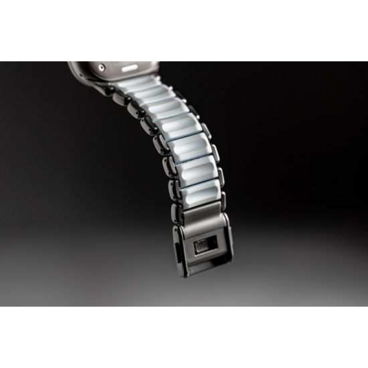 Nomad Stratos Titanium Grade 4 BAND FKM Μπρασελέ Μεταλλικό για Apple Watch SERIES - 42/44/45/46/49mm ULTRA 1/2/3 - Natural ΤΙΤΑΝΙΟ / Icy ΜΠΛΕ Glow - NM009902858 