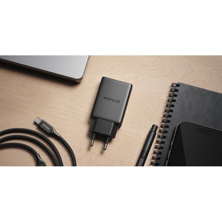 Nomad AC οικιακός Φορτιστής τοίχου 40W, Slim με EU, USB-C, GaN Technology - Carbid ΜΑΥΡΟ - NM014773858