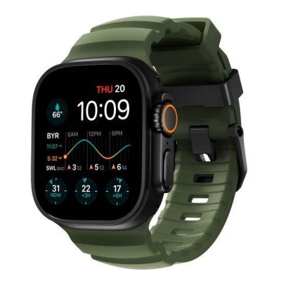 NOMAD Rocky Point Sport Band FKM rubber Strap ΑΔΙΑΒΡΟΧΟ για Apple Watch SERIES 4,5,6,SE,8,9 & ULTRA - 42mm-44mm-45mm-49mm - FOREST ΠΡΑΣΙΝΟ ΜΑΥΡΟ - NM014797858