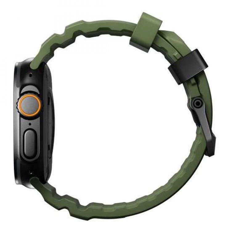 NOMAD Rocky Point Sport Band FKM rubber Strap ΑΔΙΑΒΡΟΧΟ για Apple Watch SERIES 4,5,6,SE,8,9 & ULTRA - 42mm-44mm-45mm-49mm - FOREST ΠΡΑΣΙΝΟ ΜΑΥΡΟ - NM014797858